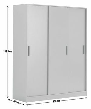 Nova 3 Door Sliding Wardrobe - White 17142277