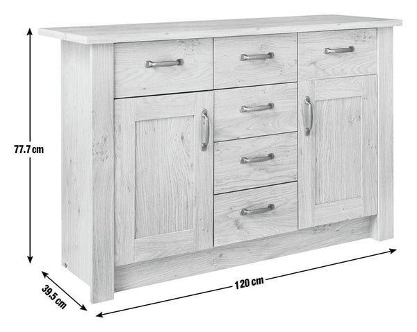 Ohio 2 Door 6 Drawer Sideboard - Natural 13147128