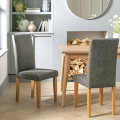 Pair of Faux Leather Dining Chair - Charcoal 15250697