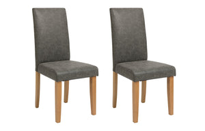 Pair of Faux Leather Dining Chair - Charcoal 15250697