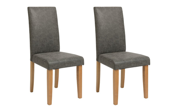 Pair of Faux Leather Dining Chair - Charcoal 15250697