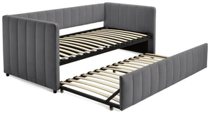 Pandora Velvet Trundle Day Bed - Grey 15810563