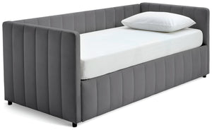 Pandora Velvet Trundle Day Bed - Grey 15810563