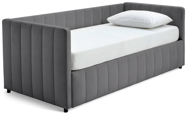 Pandora Velvet Trundle Day Bed - Grey 15810563