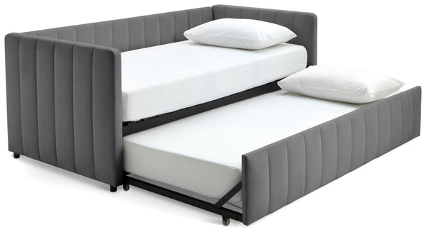 Pandora Velvet Trundle Day Bed - Grey 15810563