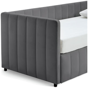 Pandora Velvet Trundle Day Bed - Grey 15810563