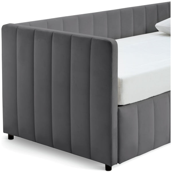 Pandora Velvet Trundle Day Bed - Grey 15810563