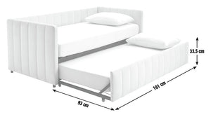 Pandora Velvet Trundle Day Bed - Grey 15810563