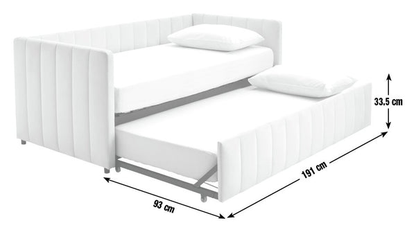 Pandora Velvet Trundle Day Bed - Grey 15810563