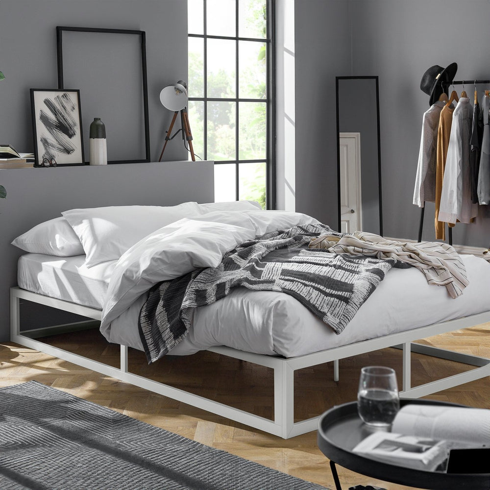Platform Small Double Metal Bed Frame - White 12251637