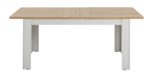 Extendable dining table grey oak with centre leaf extension