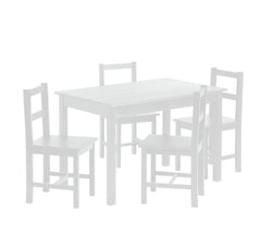 Raye white dining table and 4 chairs set