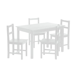 Raye white dining table and 4 chairs set