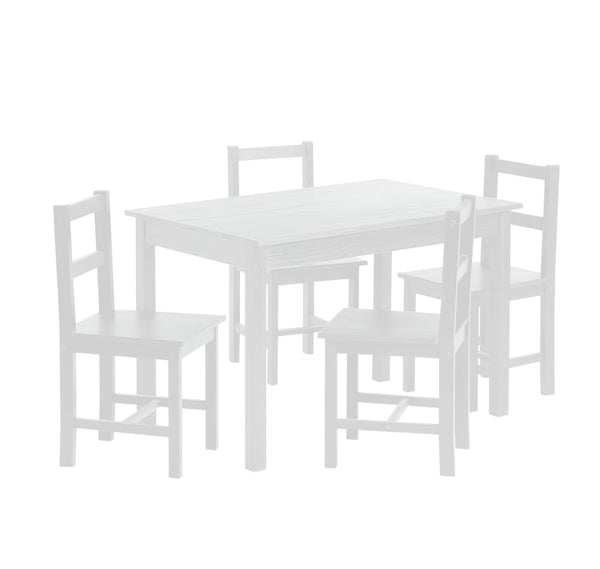 Raye white dining table and 4 chairs set