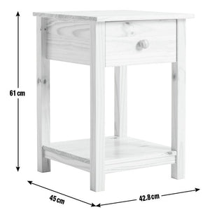 Scandinavia 1 Drawer Bedside Table - Pine 19613508