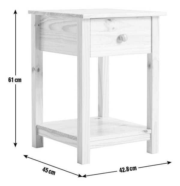Scandinavia 1 Drawer Bedside Table - Pine 19613508