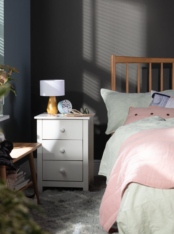 Scandinavia 3 Drawer Bedside Table - White 16200354