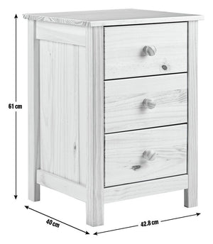 Scandinavia 3 Drawer Bedside Table - White 16200354