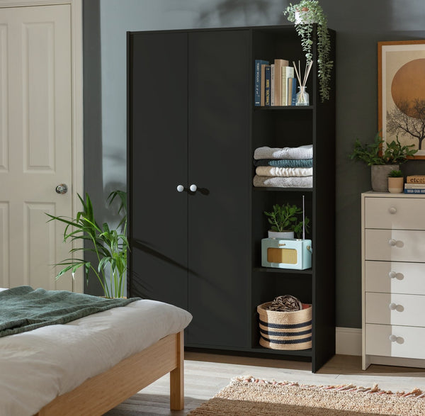 Seville 2 Door Open Shelf Wardrobe - Anthracite 14339533