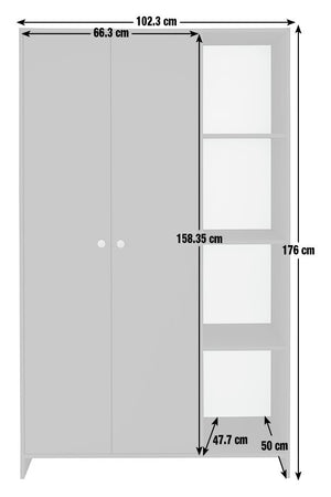 Seville 2 Door Open Shelf Wardrobe - Anthracite 14339533