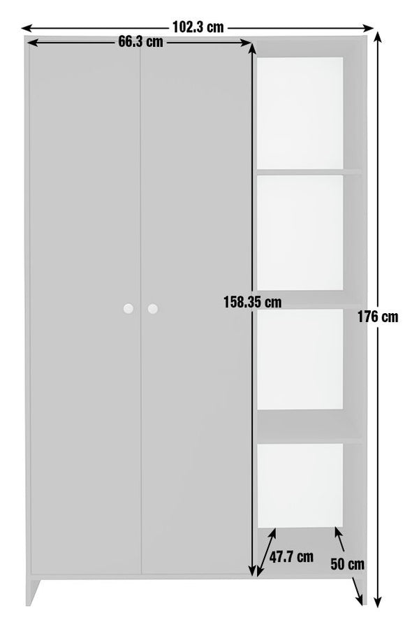 Seville 2 Door Open Shelf Wardrobe - Anthracite 14339533