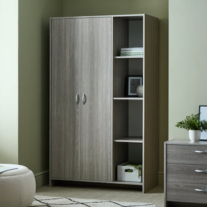 Seville 2 Door Open Shelf Wardrobe - Grey Oak Effect 17930991