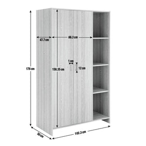 Seville 2 Door Open Shelf Wardrobe - Grey Oak Effect 17930991