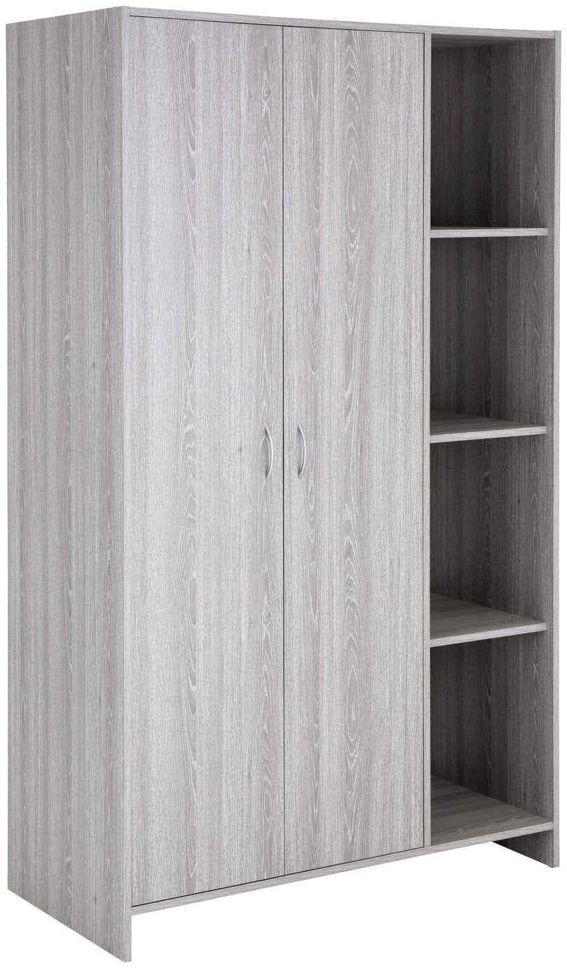 Seville 2 Door Open Shelf Wardrobe - Grey Oak Effect 17930991