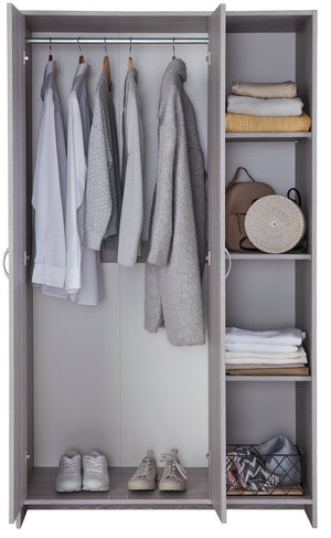Seville 2 Door Open Shelf Wardrobe - Grey Oak Effect 17930991