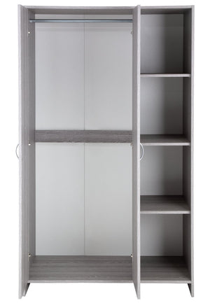 Seville 2 Door Open Shelf Wardrobe - Grey Oak Effect 17930991