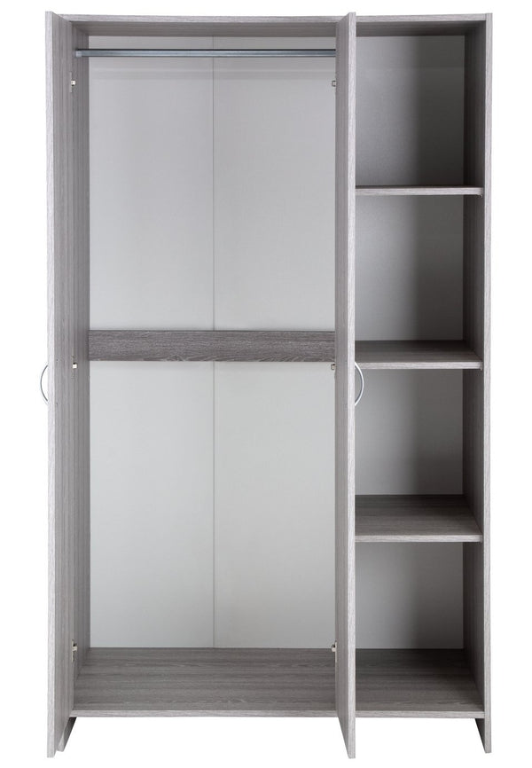 Seville 2 Door Open Shelf Wardrobe - Grey Oak Effect 17930991