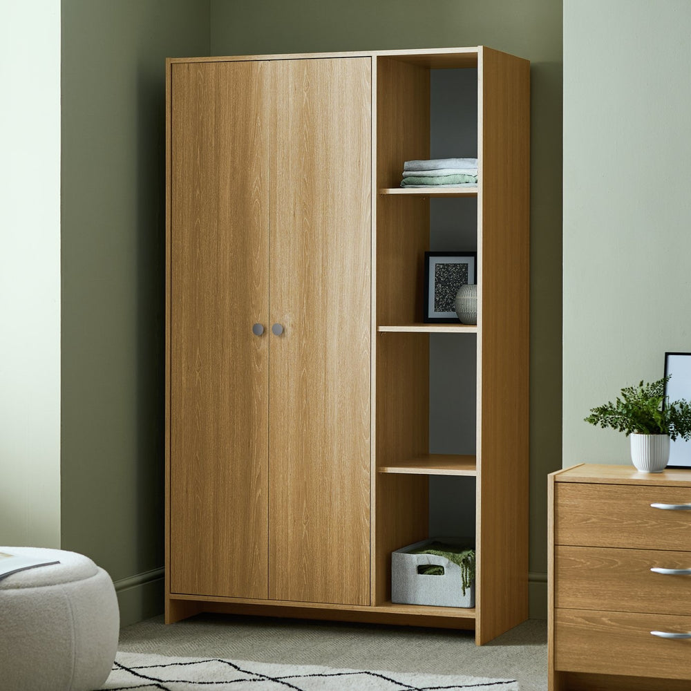 Seville 2 Door Open Shelf Wardrobe - Oak Effect 17637218