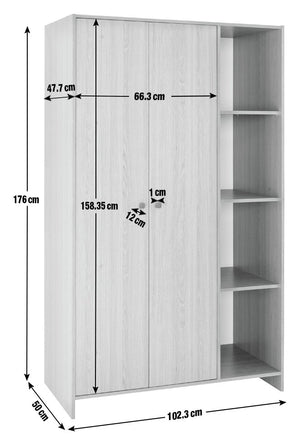 Seville 2 Door Open Shelf Wardrobe - Oak Effect 17637218