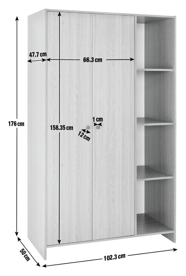 Seville 2 Door Open Shelf Wardrobe - Oak Effect 17637218