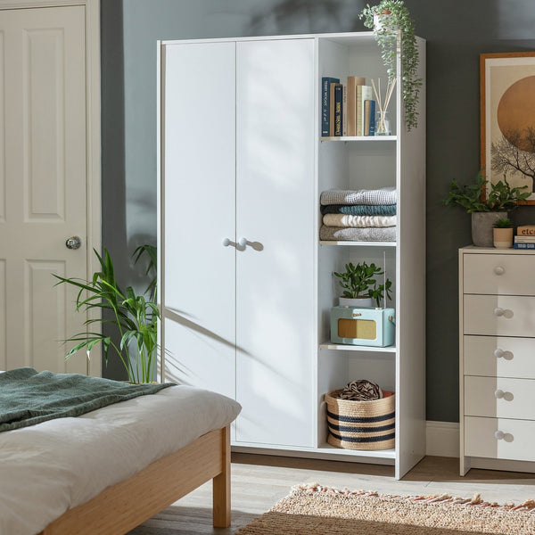 Seville 2 Door Open Shelf Wardrobe - White 17911972