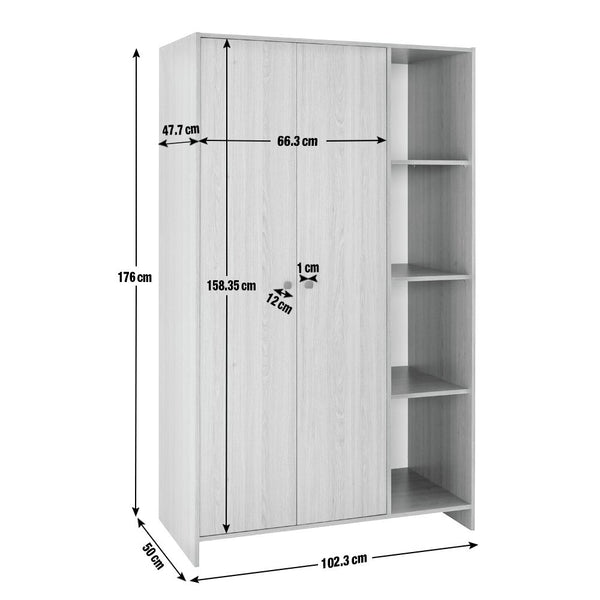 Seville 2 Door Open Shelf Wardrobe - White 17911972