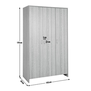 Seville 3 Door Wardrobe - Grey Oak Effect 18278432