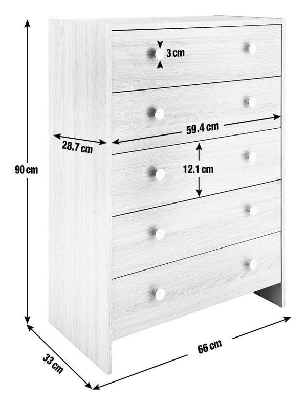 Seville 5 Drawer Chest - Anthracite 14373379