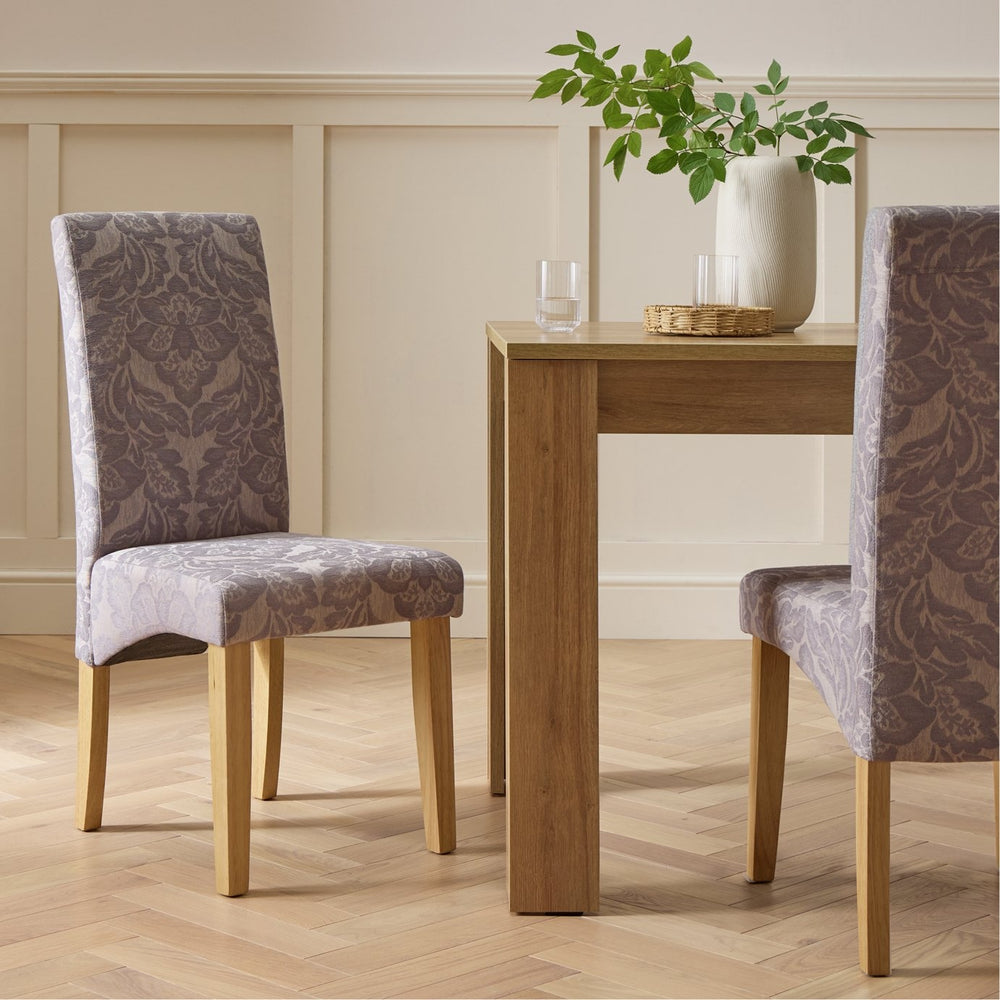 Skirt Damask Pair of Fabric Dining Chair - Grey 17357062