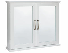 Tongue & Groove 2 Door Mirrored Cabinet - White 13263002