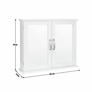 Tongue & Groove 2 Door Mirrored Cabinet - White 13263002