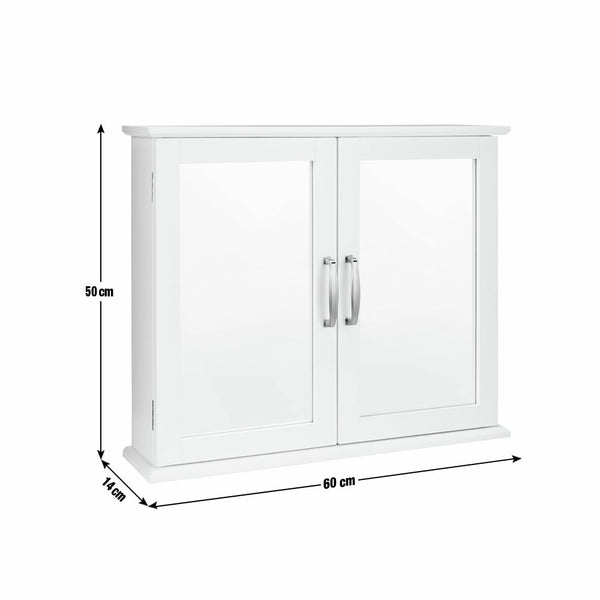 Tongue & Groove 2 Door Mirrored Cabinet - White 13263002
