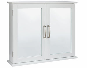 Tongue & Groove 2 Door Mirrored Cabinet - White 13263002