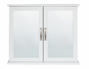 Tongue & Groove 2 Door Mirrored Cabinet - White 13263002