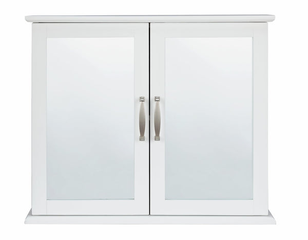 Tongue & Groove 2 Door Mirrored Cabinet - White 13263002