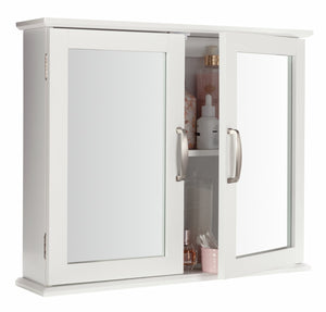 Tongue & Groove 2 Door Mirrored Cabinet - White 13263002
