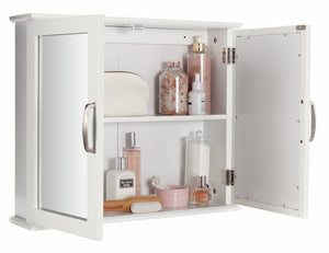 Tongue & Groove 2 Door Mirrored Cabinet - White 13263002