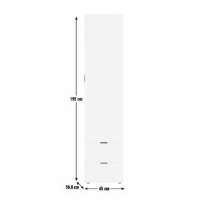 Zeke 1 Door 2 Drawer Wardrobe - White 17694608