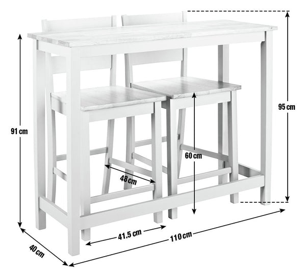 Bar table and 2 chairs set for kitchen or dining room