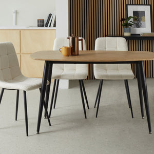 Oak effect dining table with black metal legs